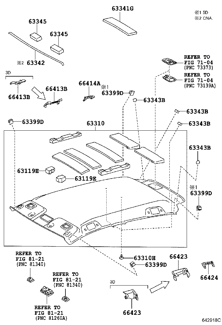 Toyota 63345-52010 PAD, ROOF SILENCER, NO.5
