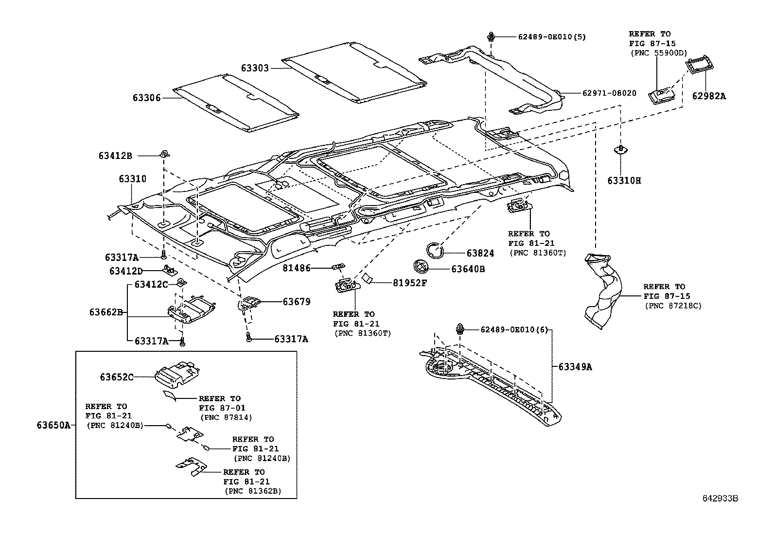 63317-08030 RETAINER, ROOF HEADLINING product image