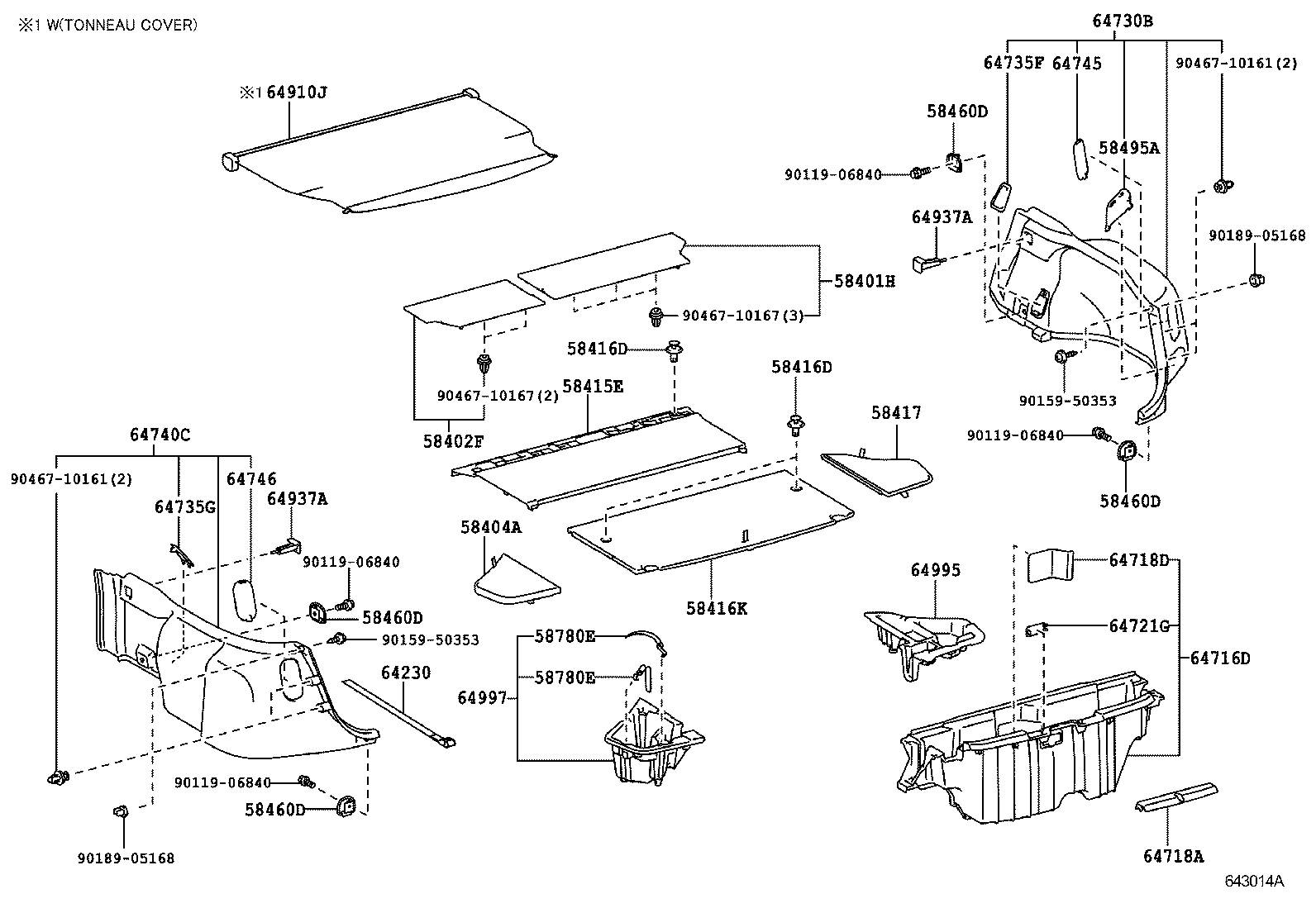 Toyota 64718-47060-B0 COVER, DECK TRIM SERVICE HOLE
