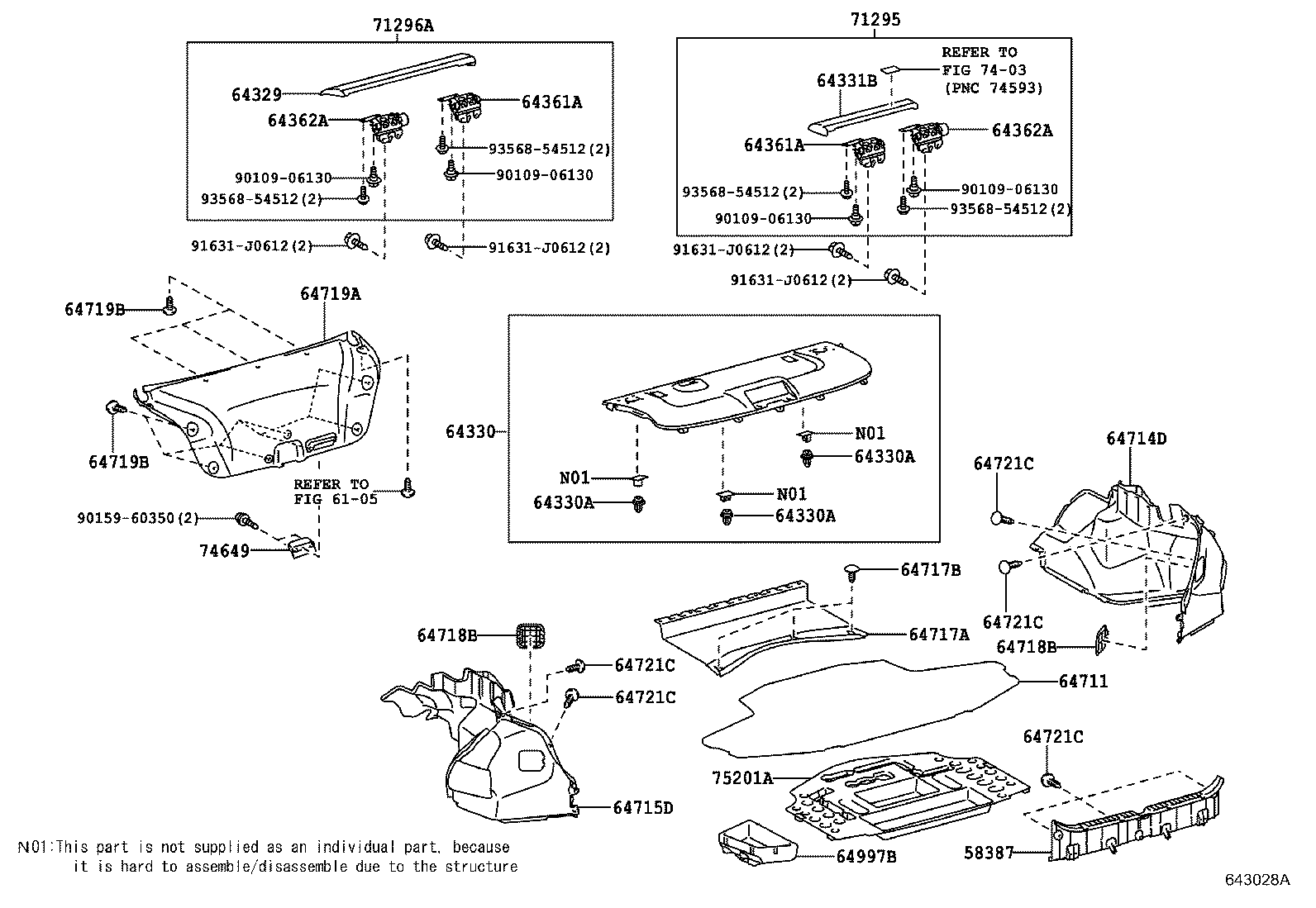 64362-22030 HINGE, PACKAGE TRAY TRIM, NO.2 product image