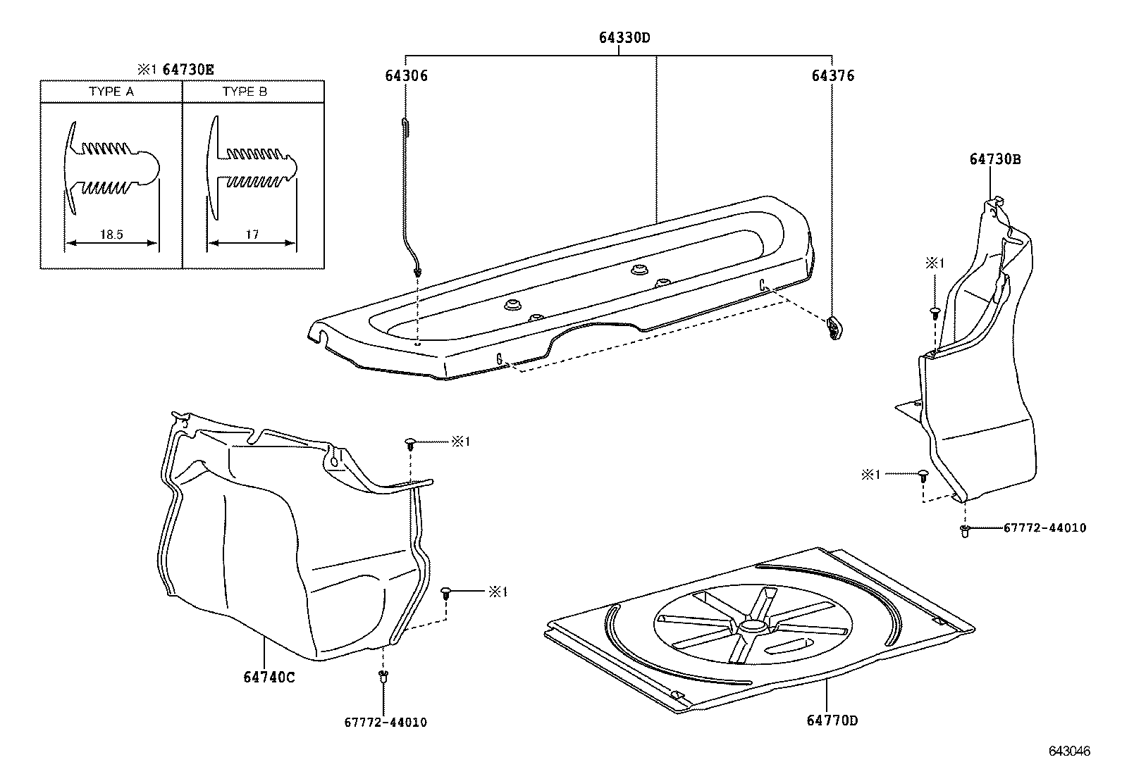64306-0H020 SUSPENDER SUB-ASSY, PACKAGE TRAY TRIM product image
