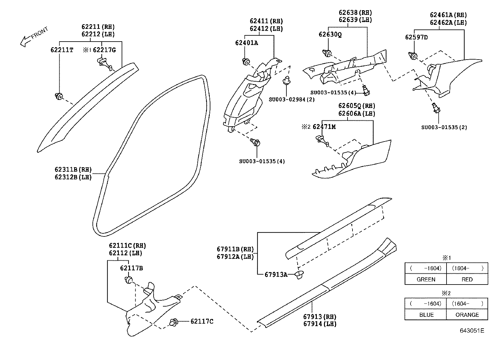 Toyota SU003-06713 GARNISH, FRONT PILLAR, RH