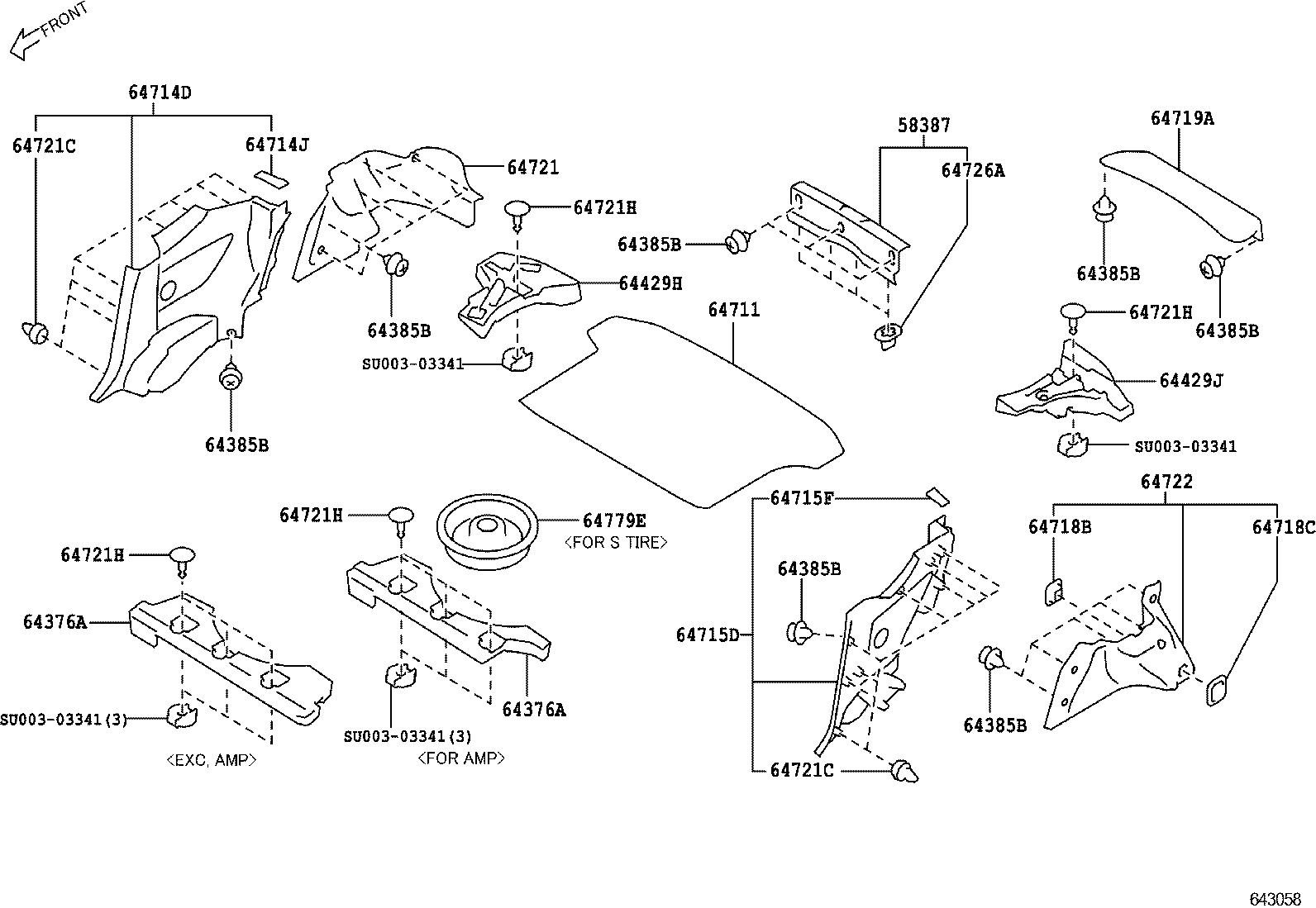 SU003-03326 COVER, LUGGAGE COMPARTMENT TRIM, INNER LH product image