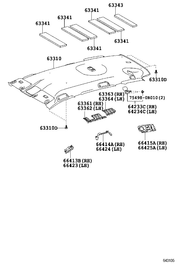 63341-0R010 PAD, ROOF SILENCER, NO.1 product image
