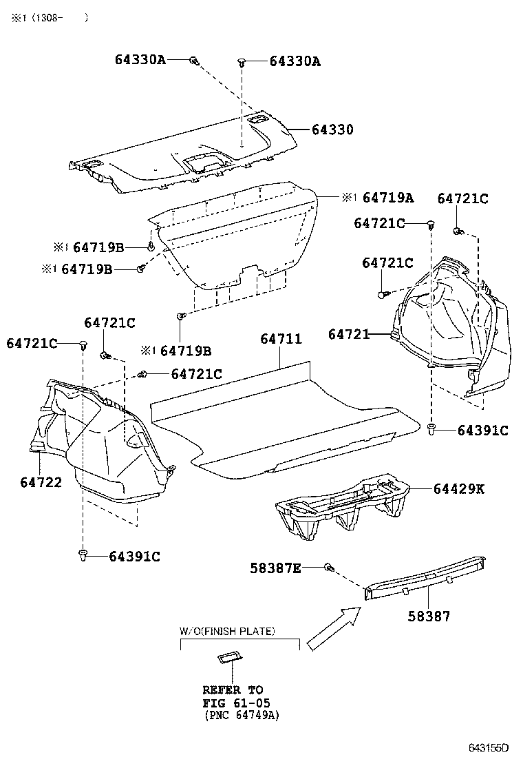 64721-0D080-C0 COVER, LUGGAGE COMPARTMENT TRIM, INNER RH product image