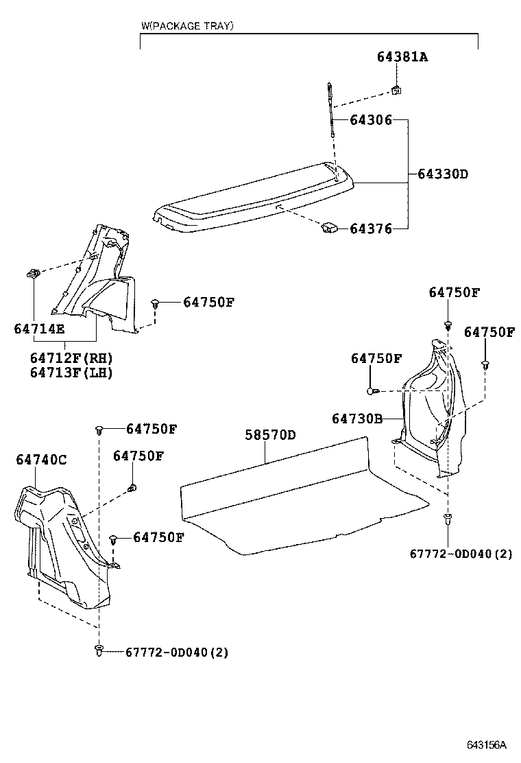 64306-0D080 SUSPENDER SUB-ASSY, PACKAGE TRAY TRIM product image