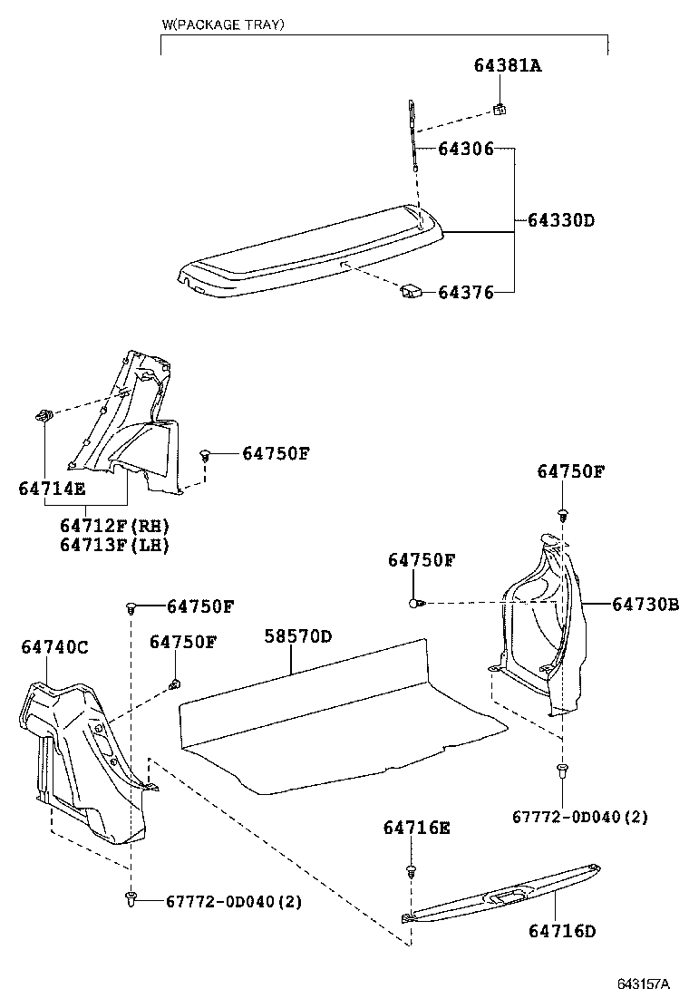 64306-0D080 SUSPENDER SUB-ASSY, PACKAGE TRAY TRIM product image