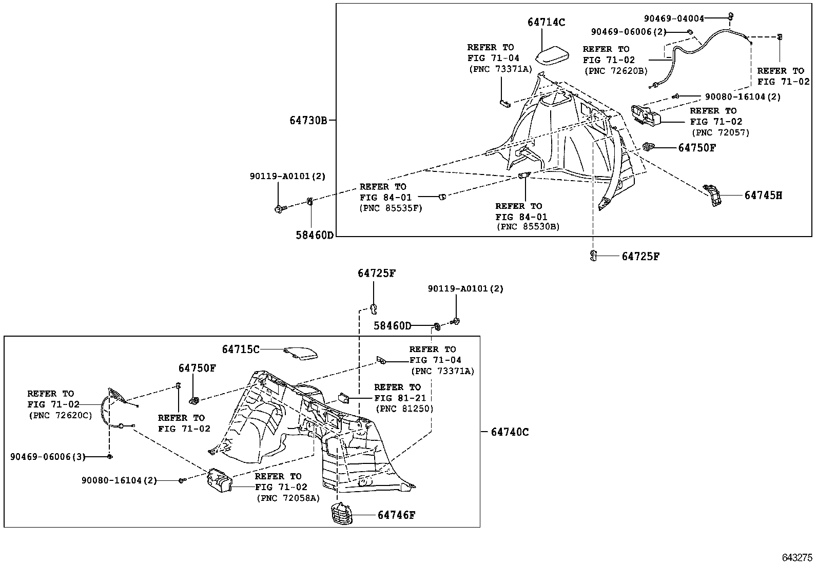 64742-0T021 BOX, DECK SIDE TRIM, LH product image