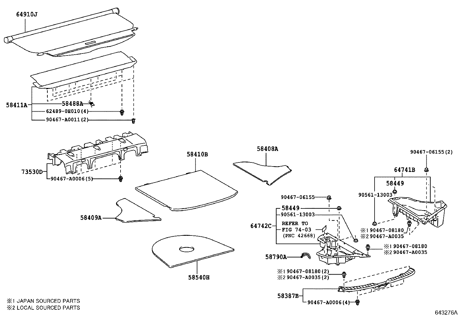 64742-0T021 BOX, DECK SIDE TRIM, LH product image