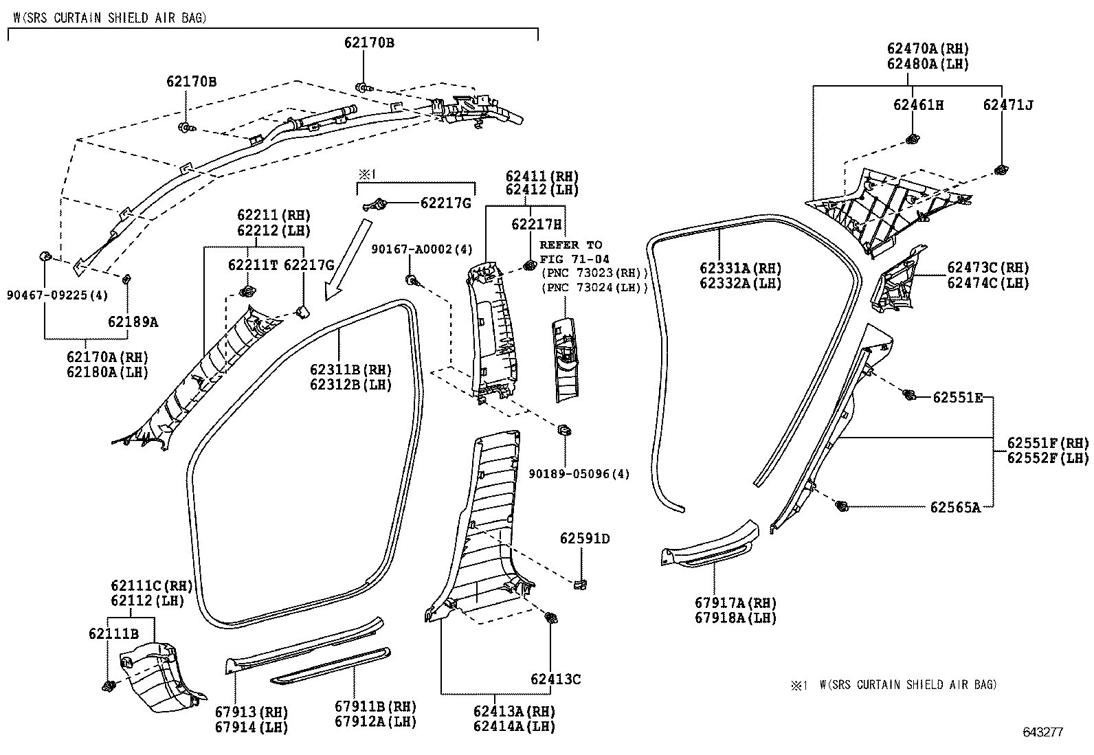 62170-02100 AIR BAG ASSY, CURTAIN SHIELD, RH product image