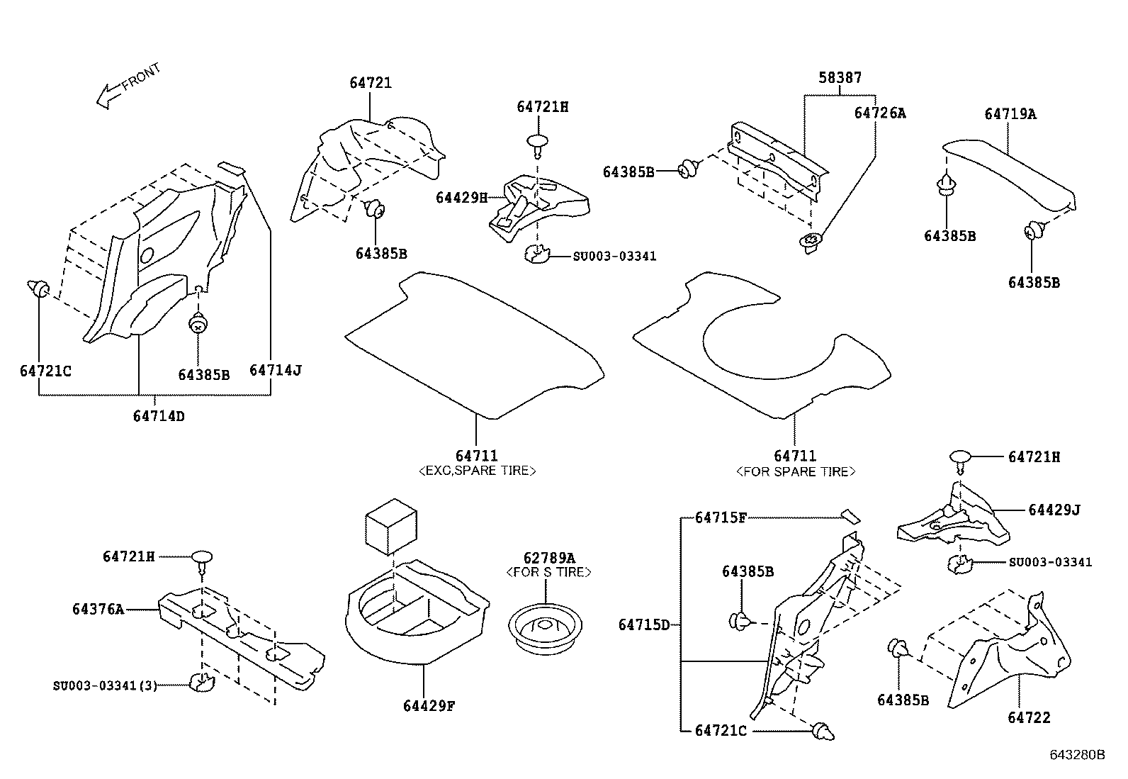 SU003-07151 COVER, LUGGAGE COMPARTMENT TRIM, INNER RH product image