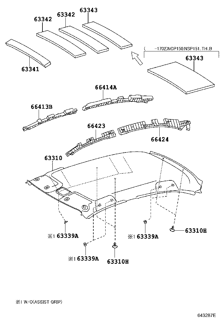 Toyota 63310-0DB20-B0 HEADLINING ASSY, ROOF