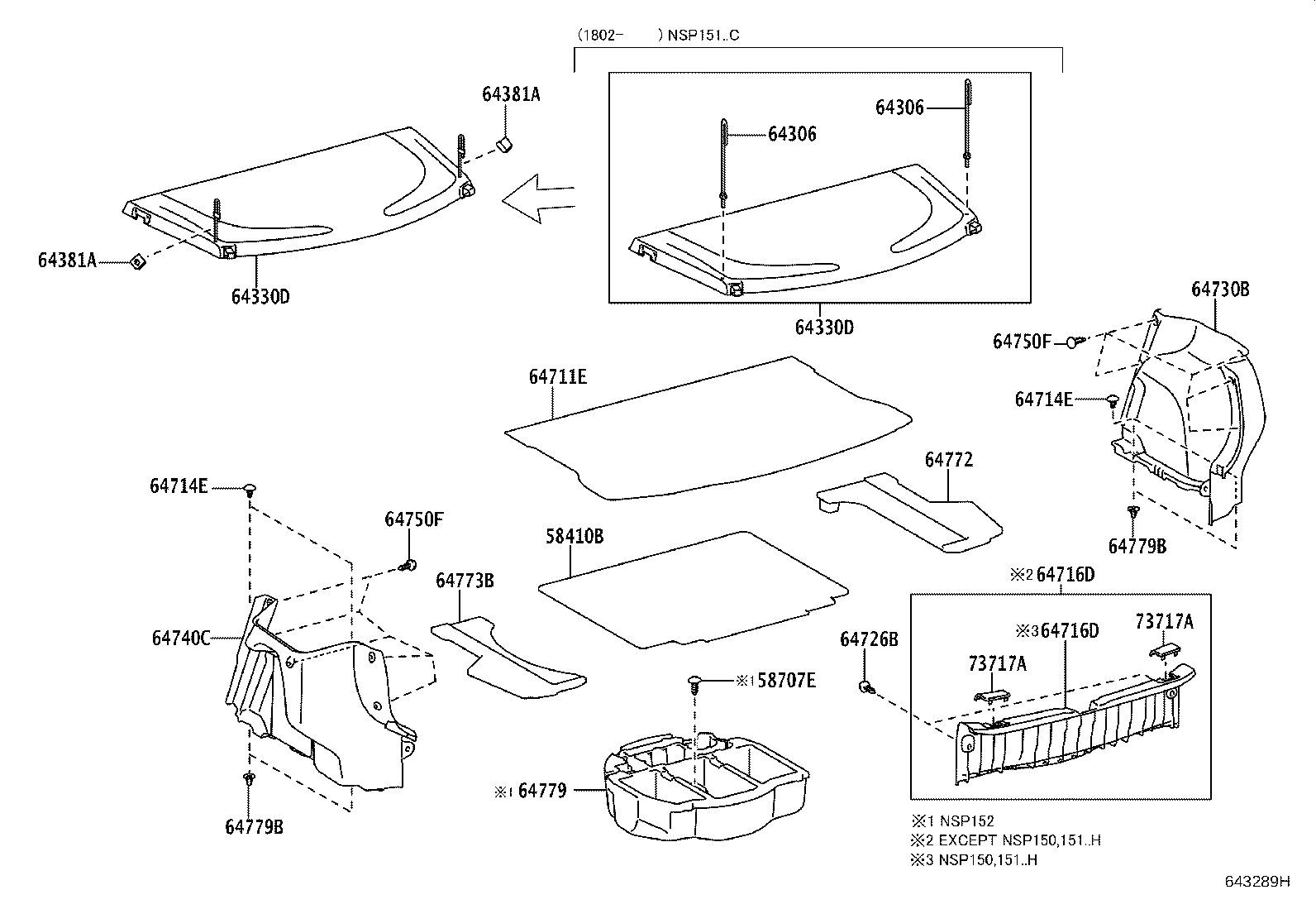 Toyota 64330-0D630-C0 PANEL ASSY, PACKAGE TRAY TRIM