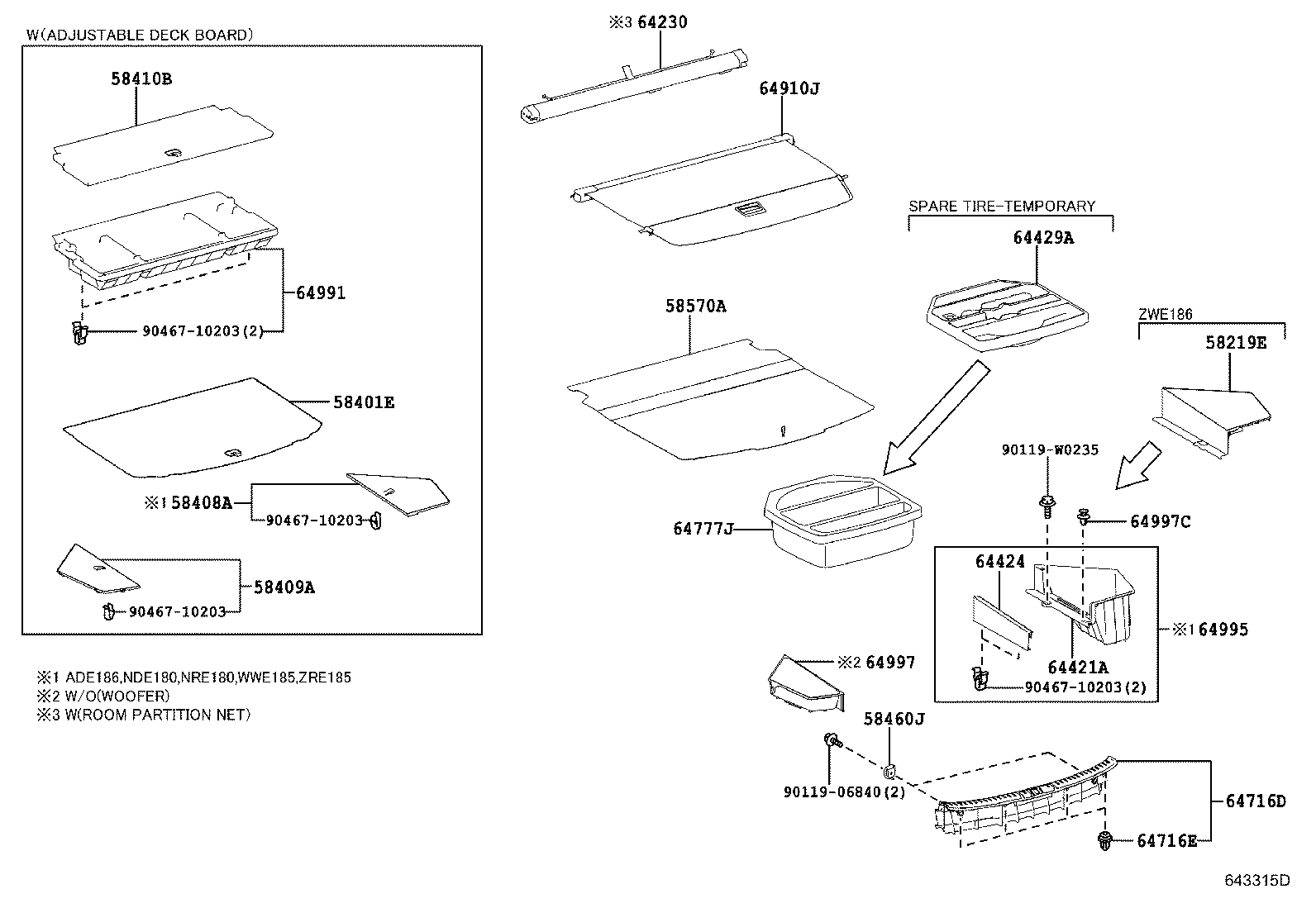 64306-02070 SUSPENDER SUB-ASSY, PACKAGE TRAY TRIM product image
