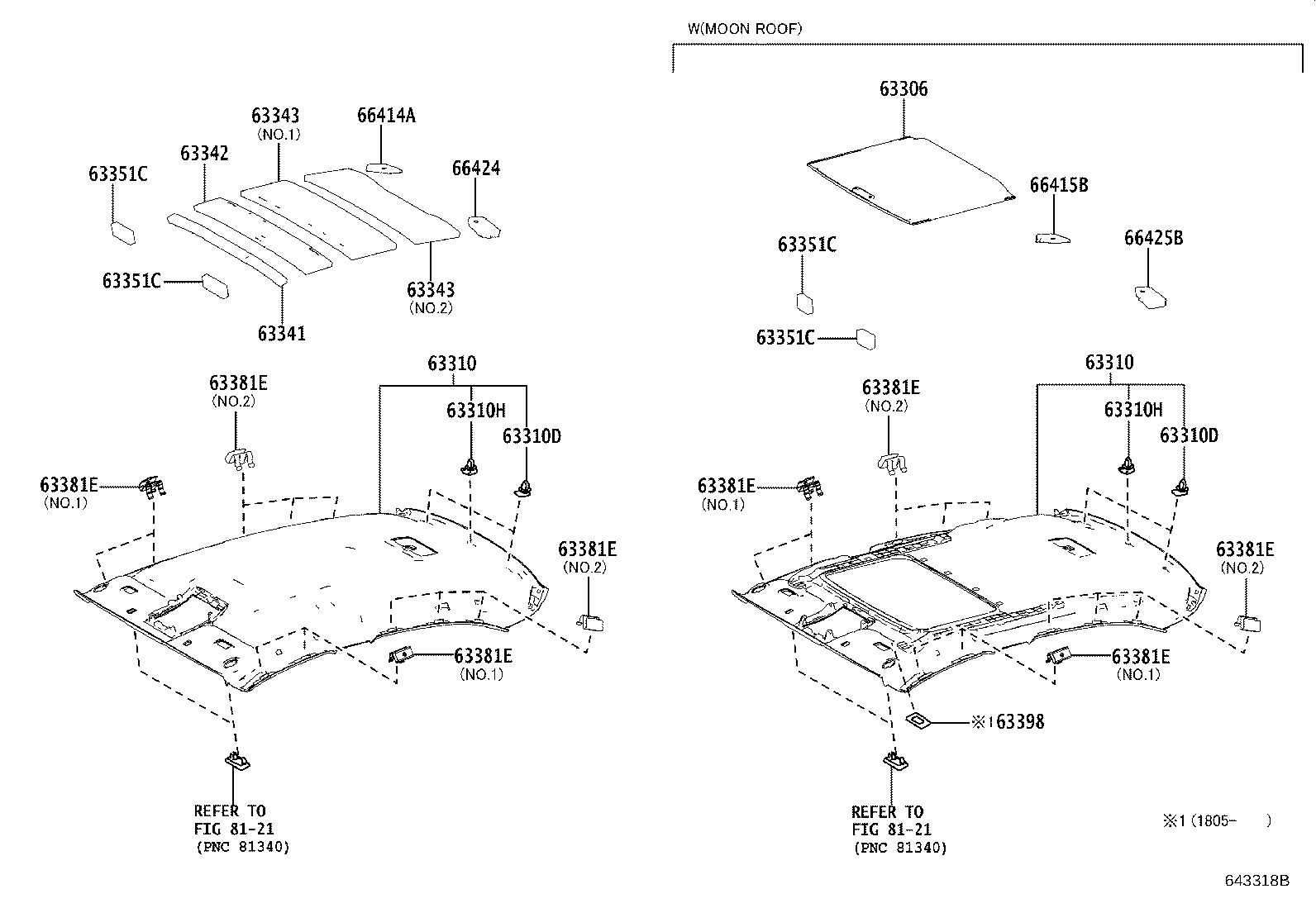 Toyota 63343-53050 PAD, ROOF SILENCER, NO.3