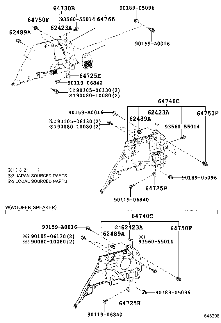 62332-0R030 WEATHERSTRIP, REAR DOOR OPENING TRIM, LH product image