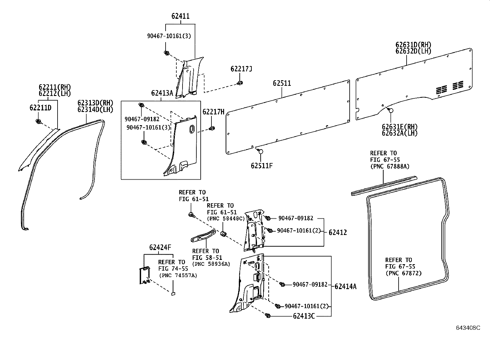 62210-0L010 GARNISH, FRONT PILLAR, RH product image