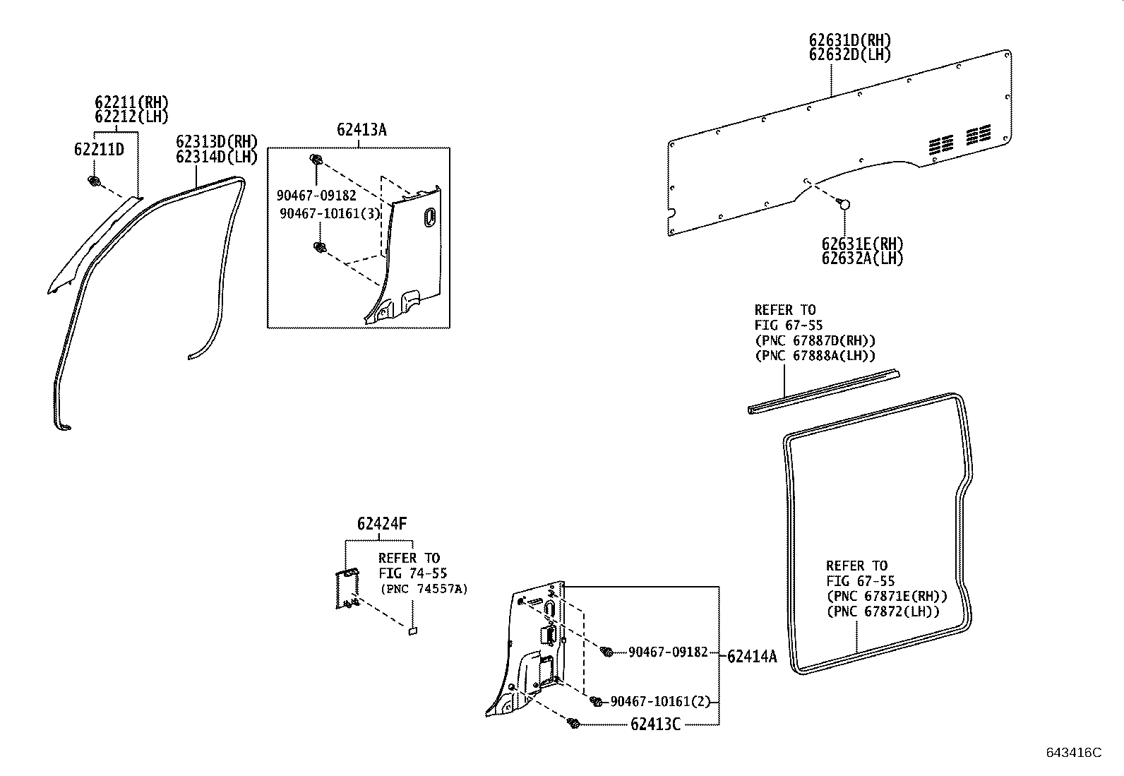 62210-0L010 GARNISH, FRONT PILLAR, RH product image