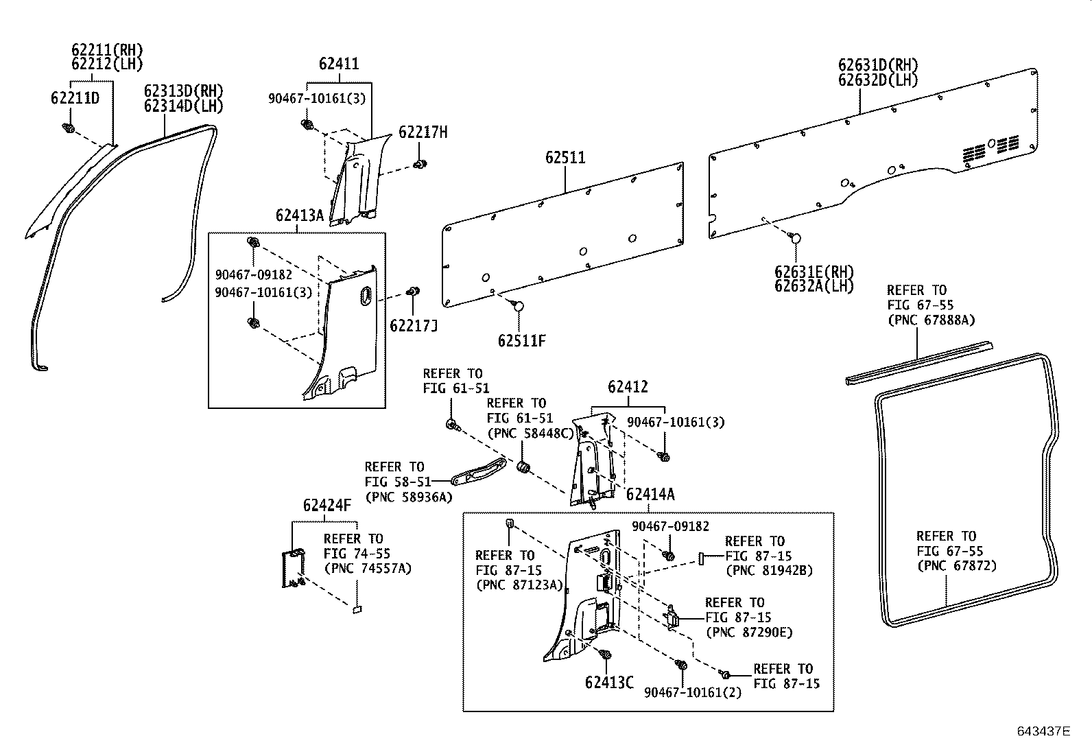 62638-26140 GARNISH, QUARTER PILLAR, RH product image