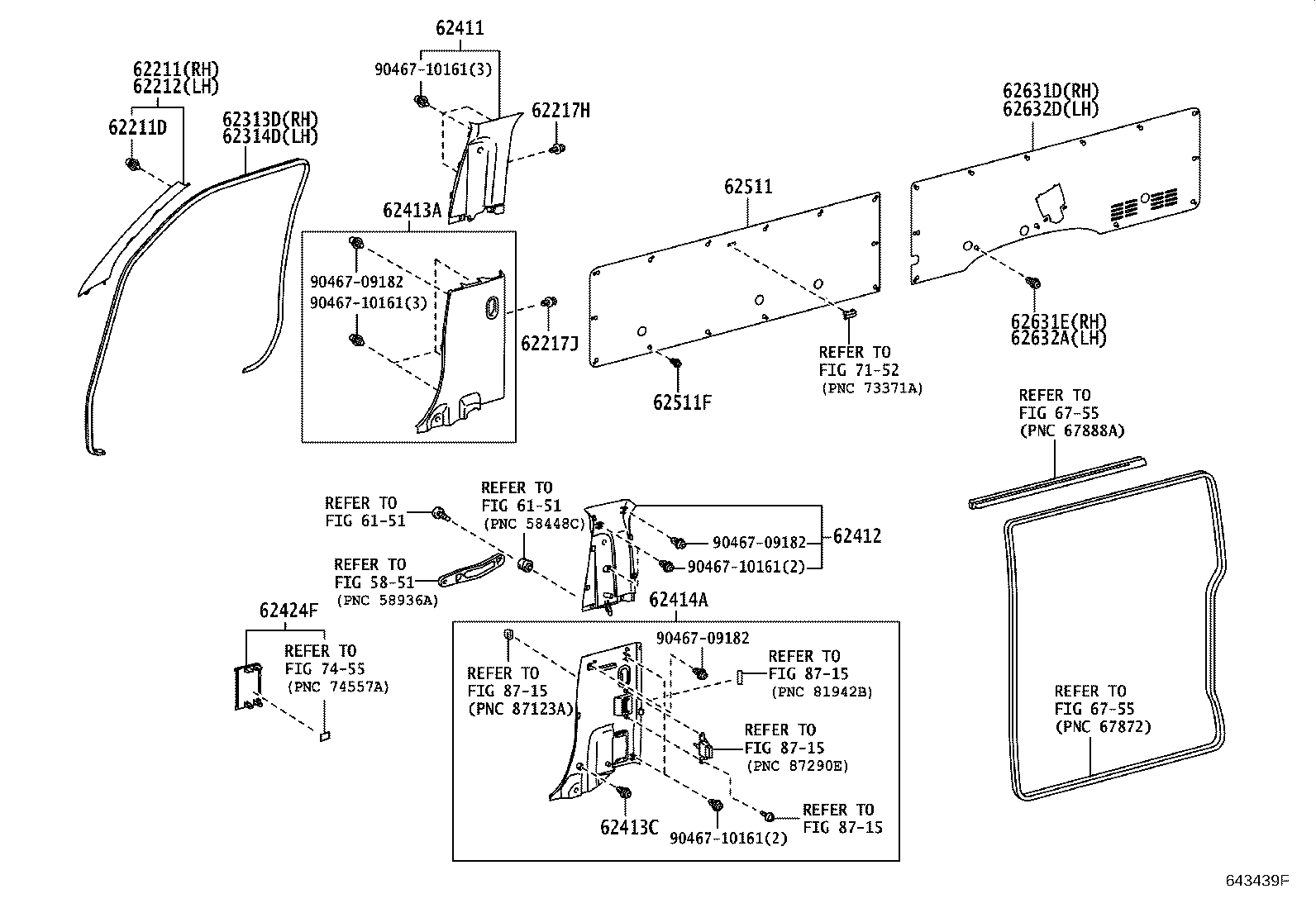 62638-26140 GARNISH, QUARTER PILLAR, RH product image