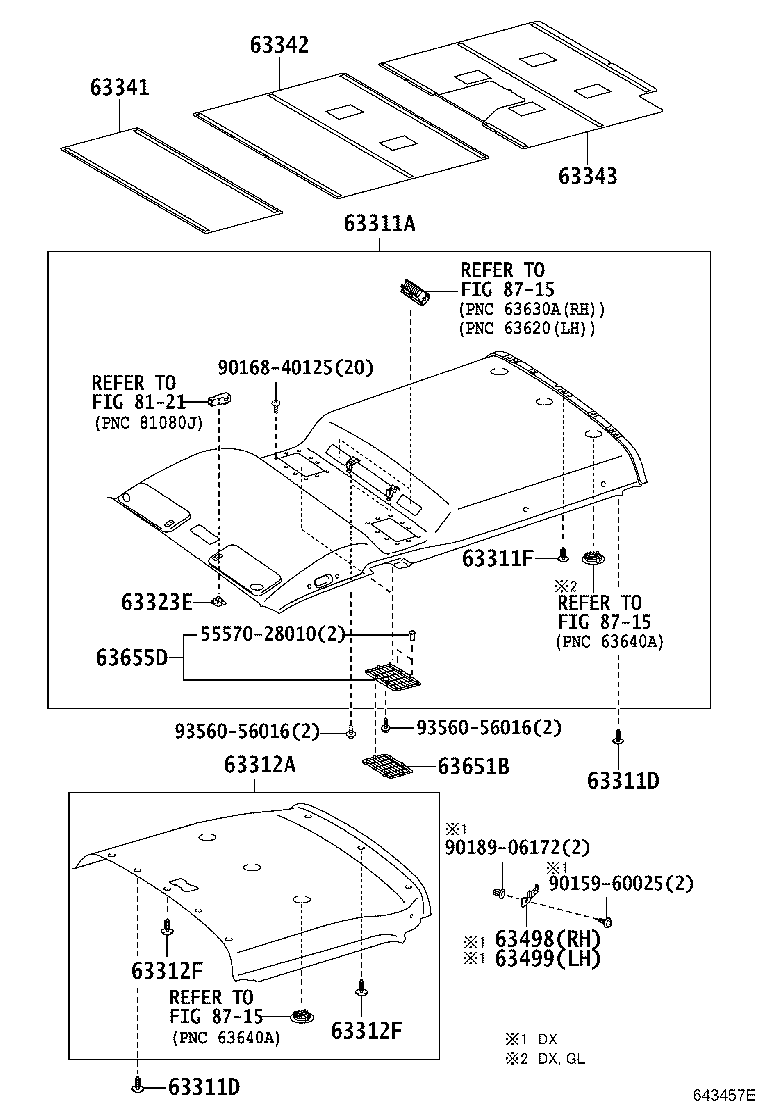 63301-26181-B0 HEADLINING, ROOF NO.1 product image