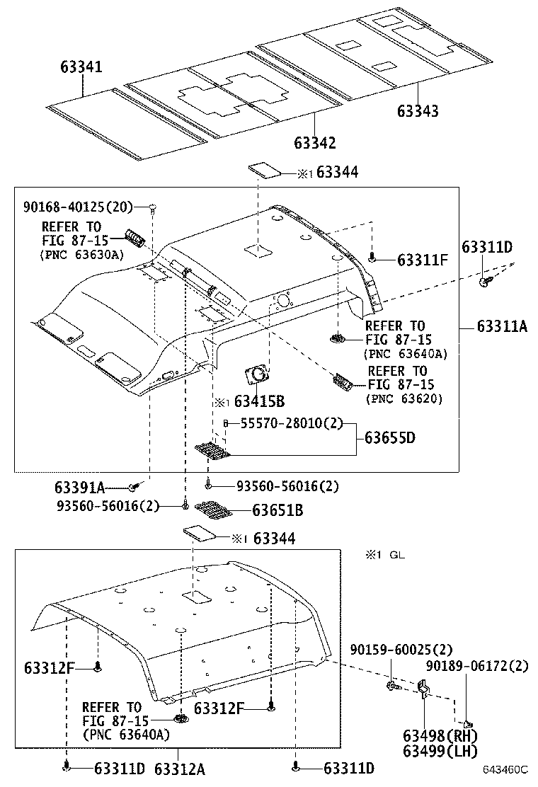 63301-26181-B0 HEADLINING, ROOF NO.1 product image