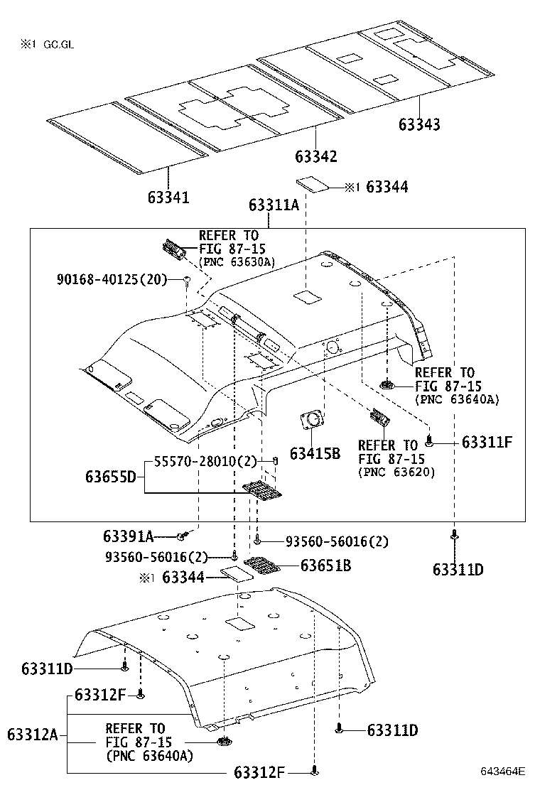 63301-26181-B0 HEADLINING, ROOF NO.1 product image