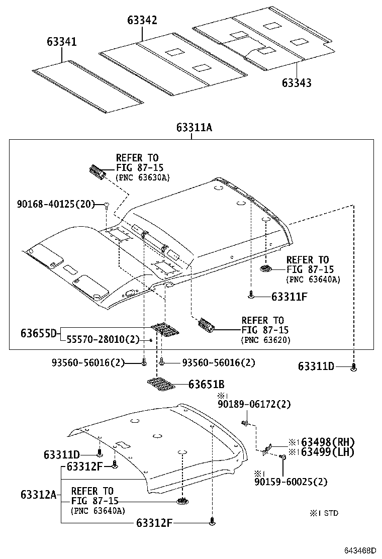 63343-26130 PAD, ROOF SILENCER, NO.3 product image