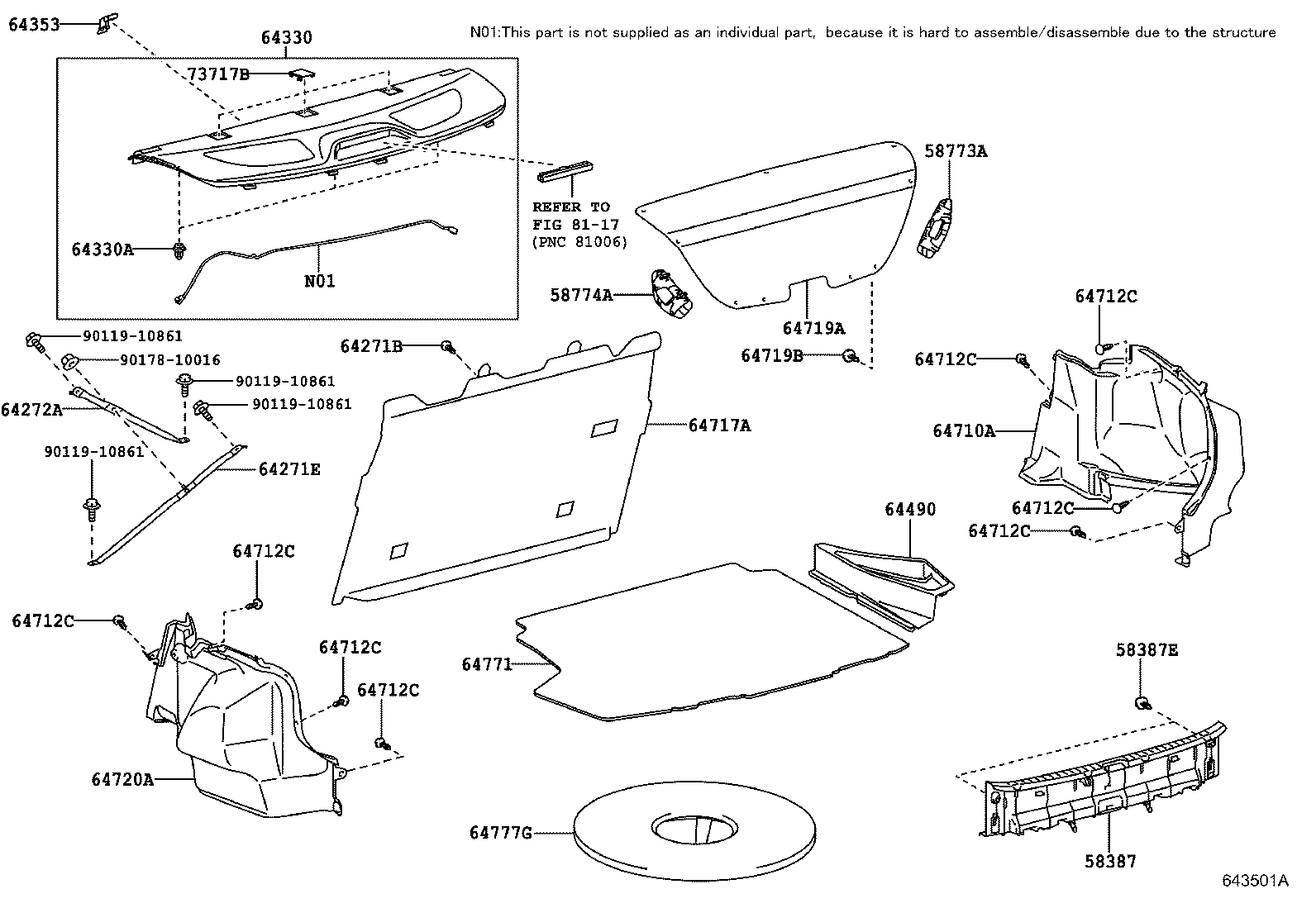 64717-02280 COVER, LUGGAGE COMPARTMENT TRIM, FRONT product image