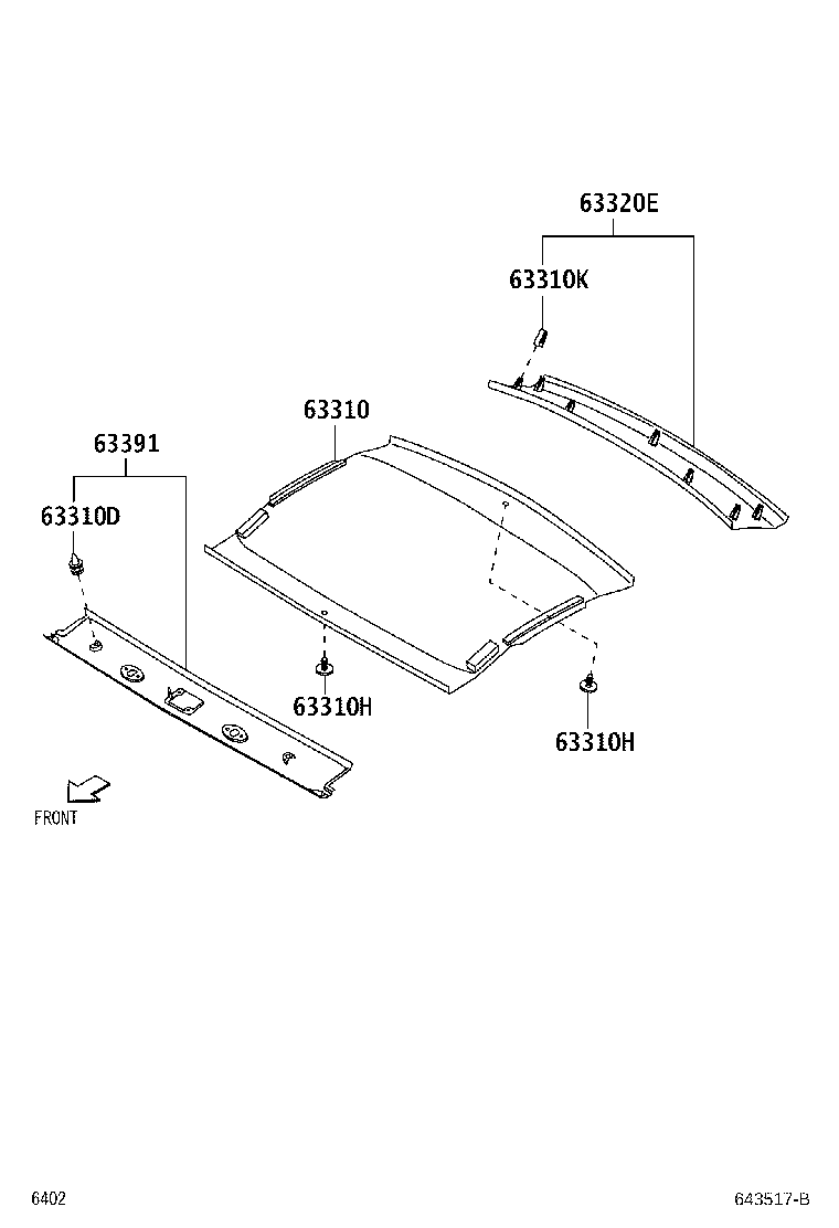 63748-B2010-B0 TRIM, ROOF HEADLINING, FRONT product image