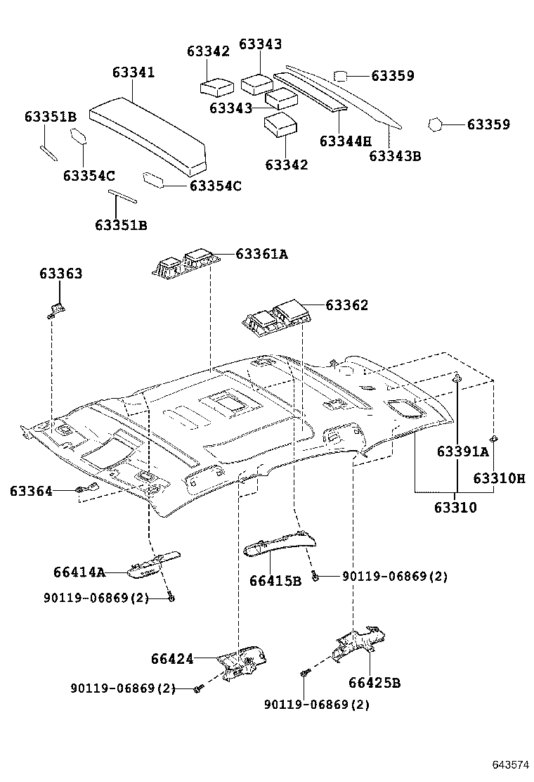 63363-78010 SUPPORT, ROOF HEADLINING, NO.3 product image