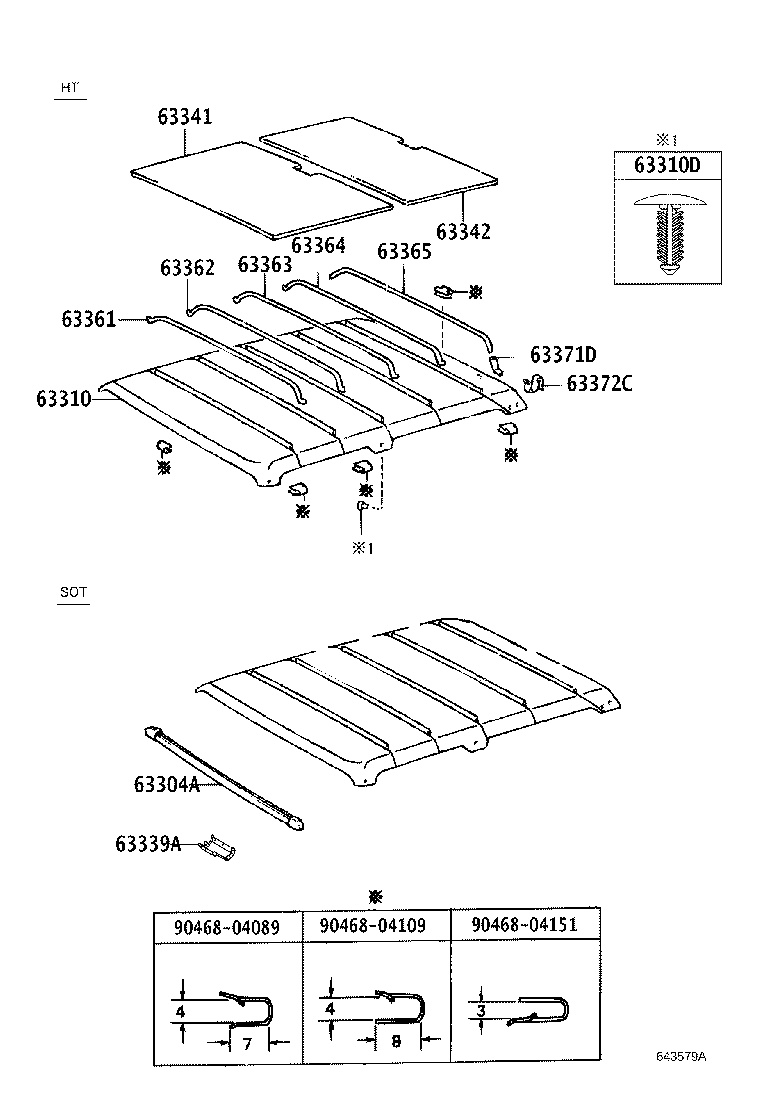Toyota 63341-60160 PAD, ROOF SILENCER, NO.1