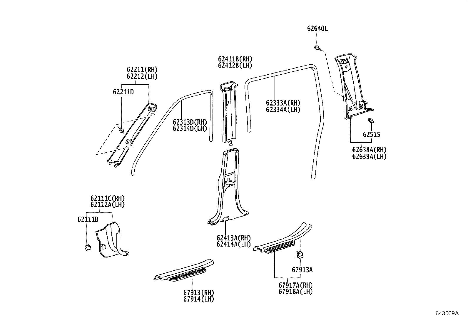 62333-52060-C0 TRIM, REAR DOOR OPENING, RH product image
