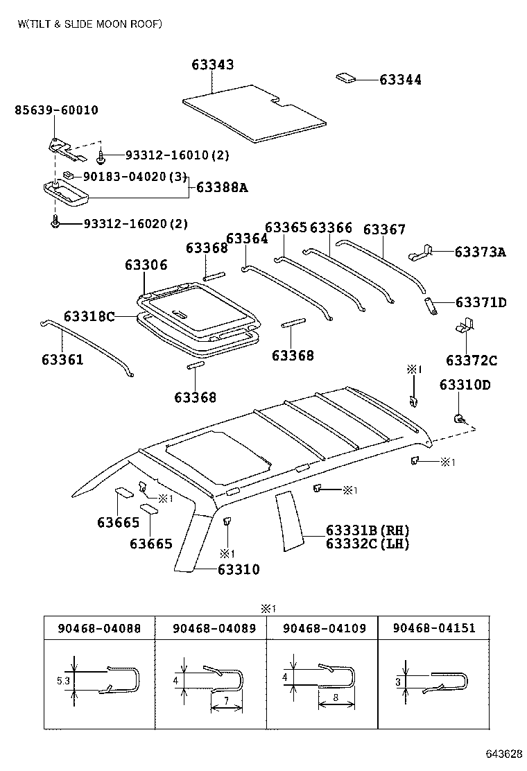 63665-60010 SPACER, ROOF HEADLINING product image