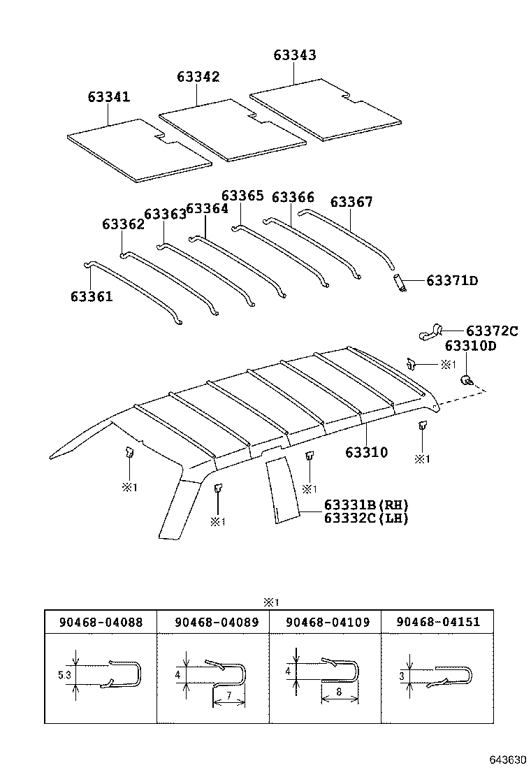 63665-60010 SPACER, ROOF HEADLINING product image