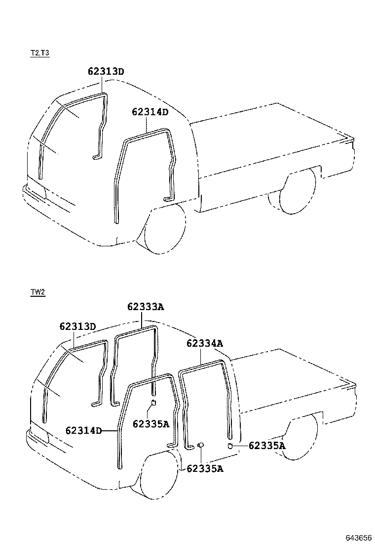 62333-25010-B0 TRIM, REAR DOOR OPENING, RH product image