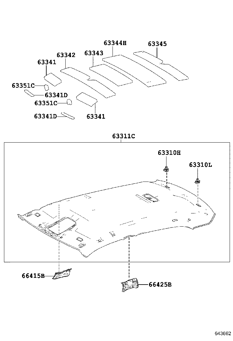 63345-0N040 PAD, ROOF SILENCER, NO.2 product image