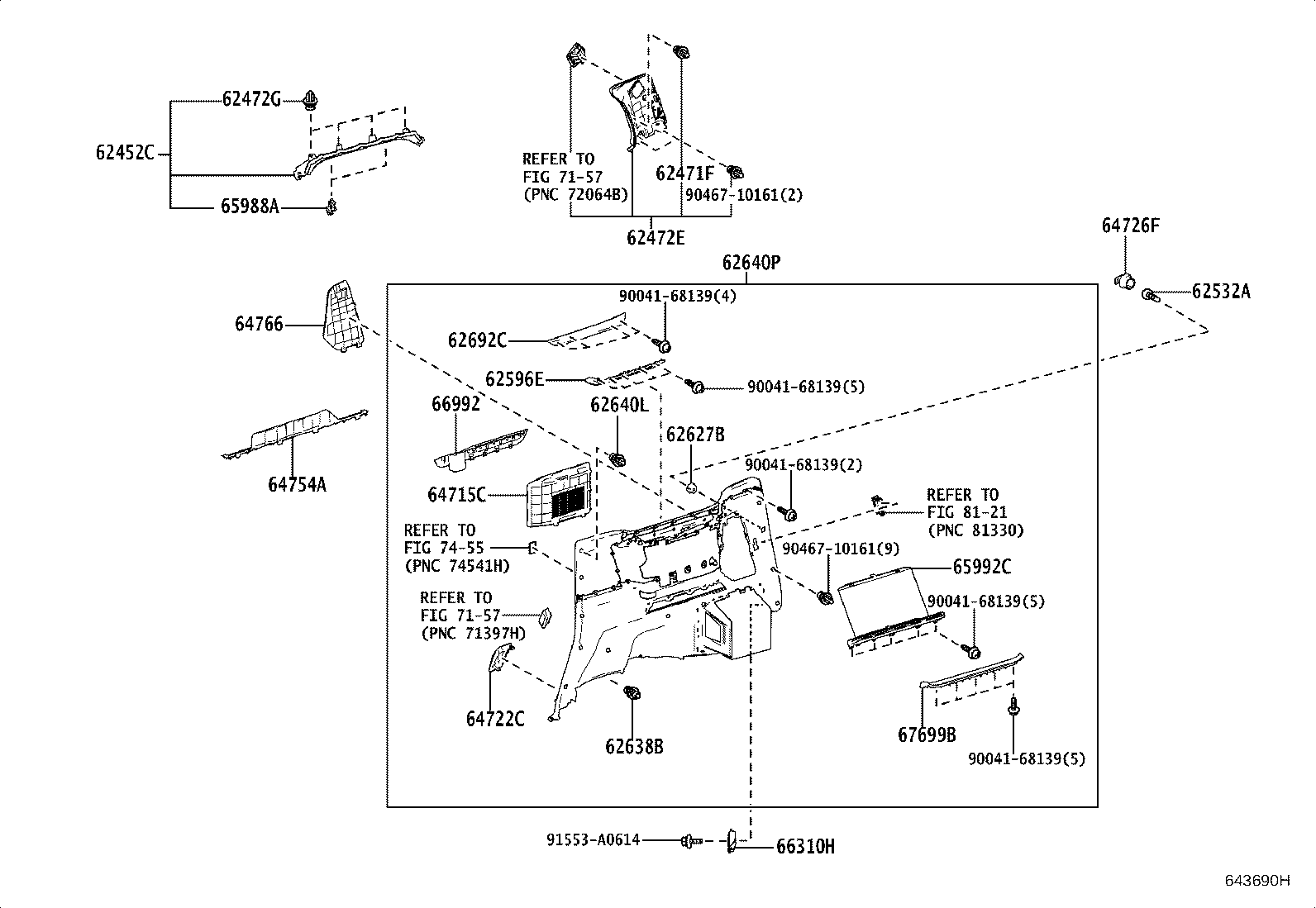 62550-58100-A0 GARNISH, QUARTER LOCK PILLAR, RH product image