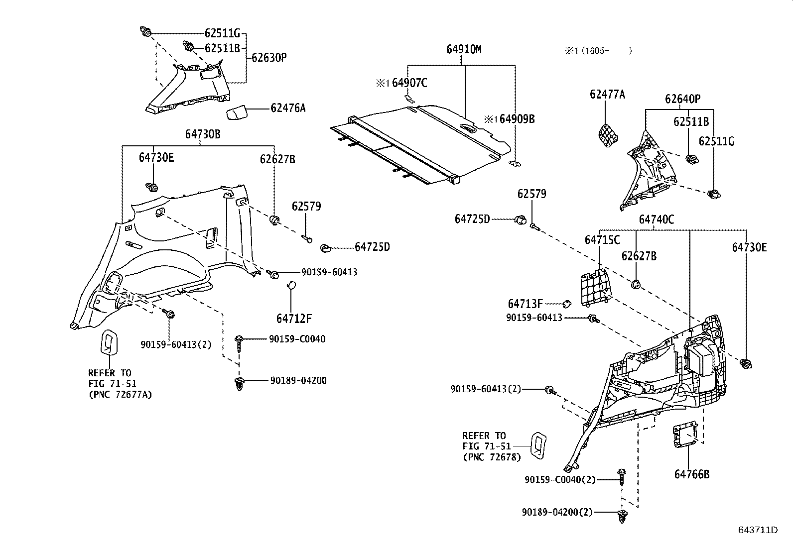 62170-0G030 AIR BAG ASSY, CURTAIN SHIELD, RH product image