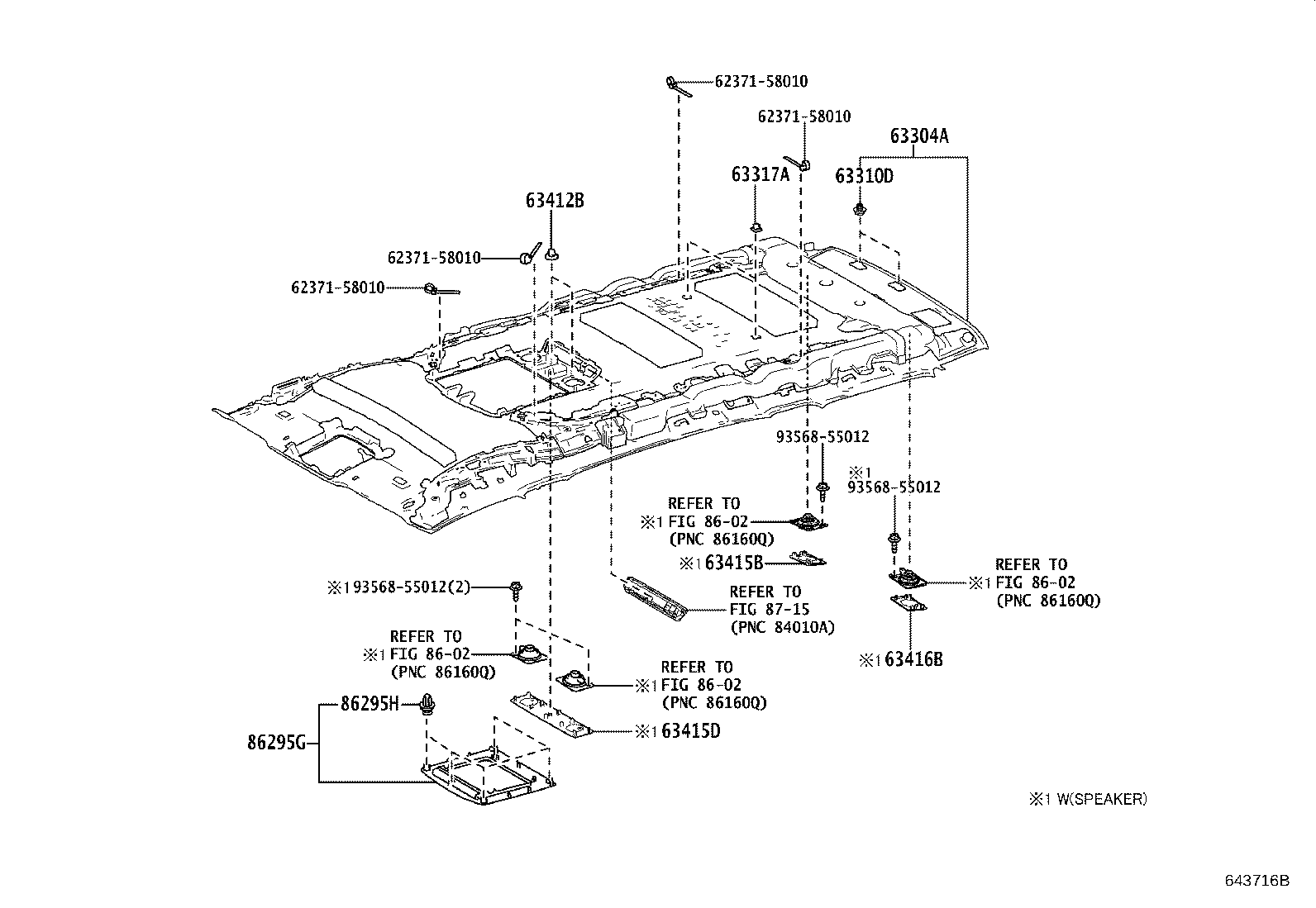 63304-58840-C2 TRIM SUB-ASSY, ROOF HEADLINING, FRONT product image