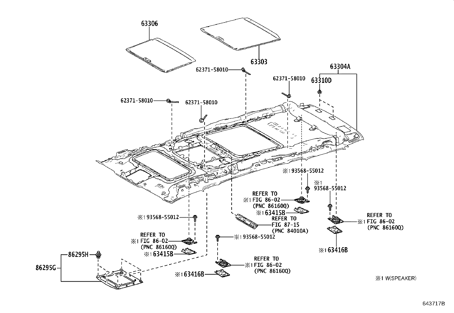 63304-58840-C2 TRIM SUB-ASSY, ROOF HEADLINING, FRONT product image