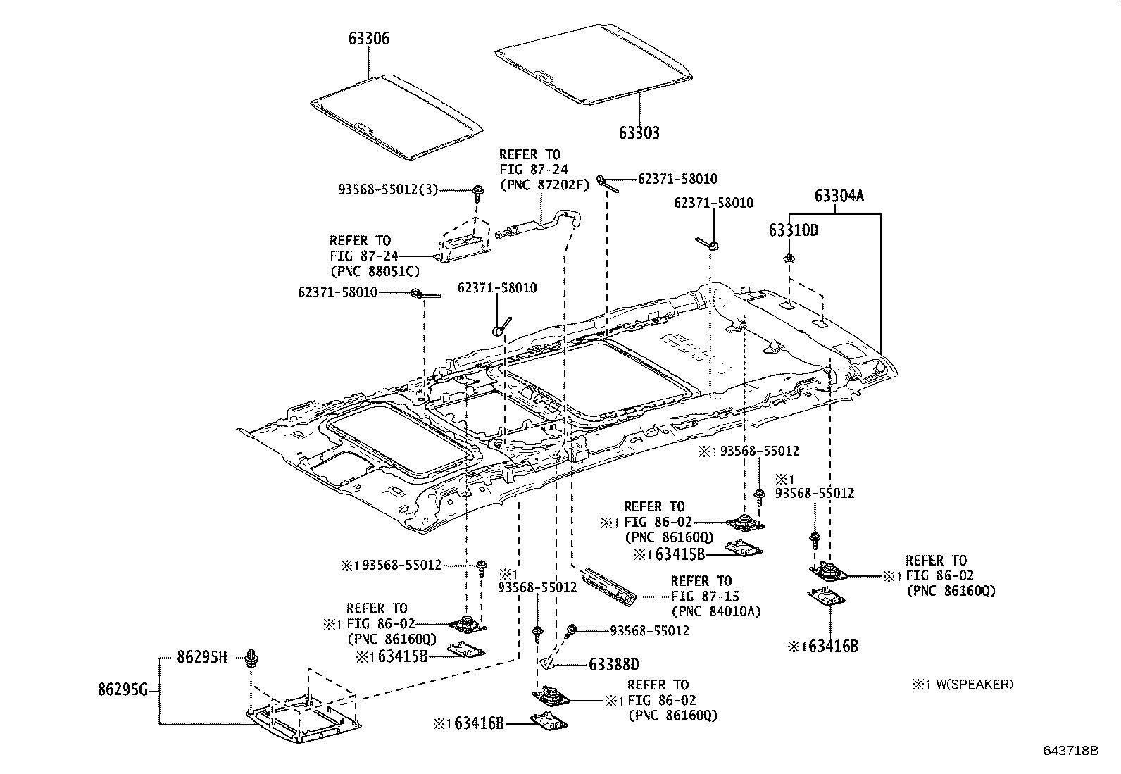 63304-58840-C2 TRIM SUB-ASSY, ROOF HEADLINING, FRONT product image