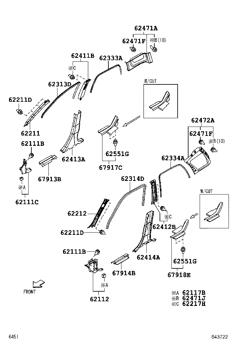 62333-BZ100 TRIM, REAR DOOR OPENING, RH product image