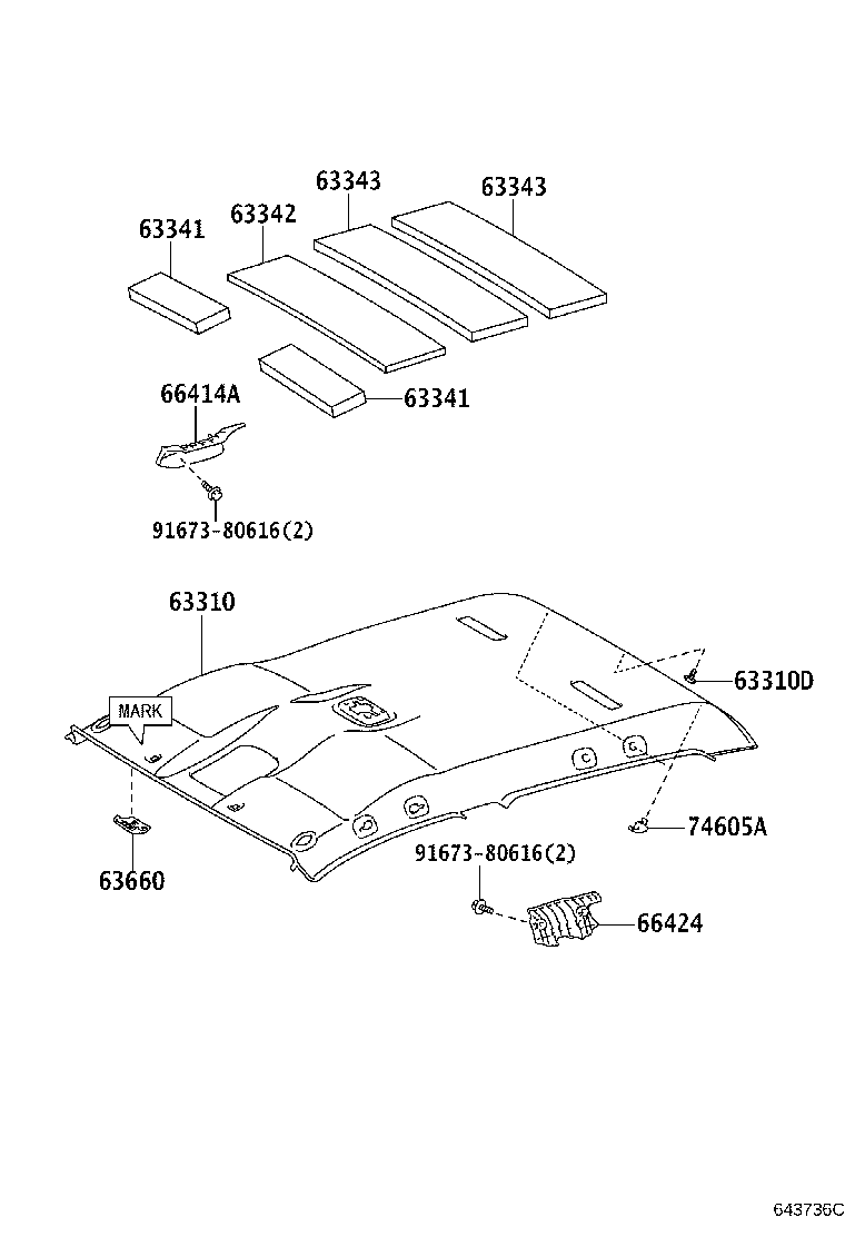 63310-0KA80-B0 HEADLINING ASSY, ROOF product image