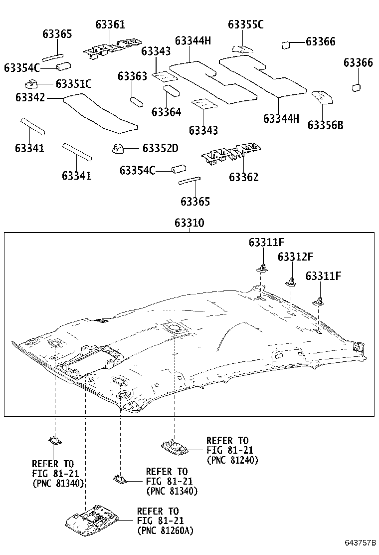 Toyota 63341-62010 PAD, ROOF SILENCER, NO.1