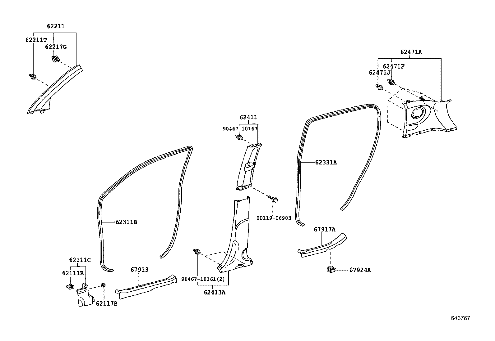 62311-52220 WEATHERSTRIP, FRONT DOOR OPENING TRIM, RH product image