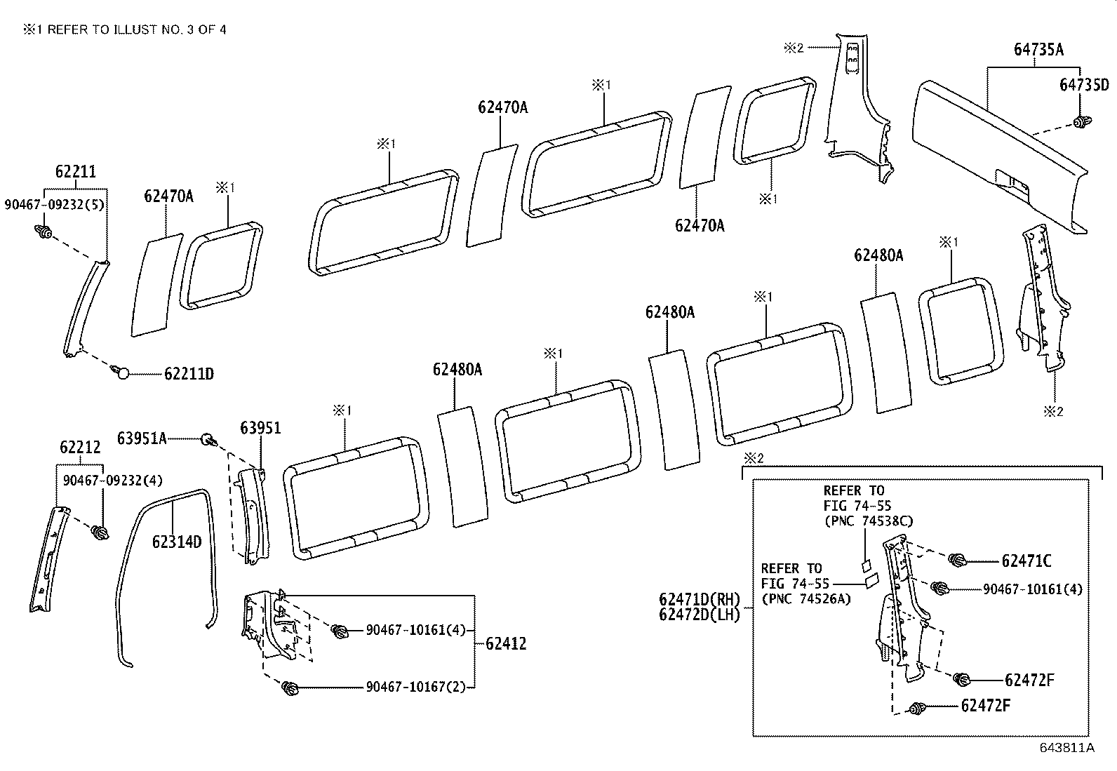 62531-0S030 PAD, SIDE TRIM BASE, NO.3 product image