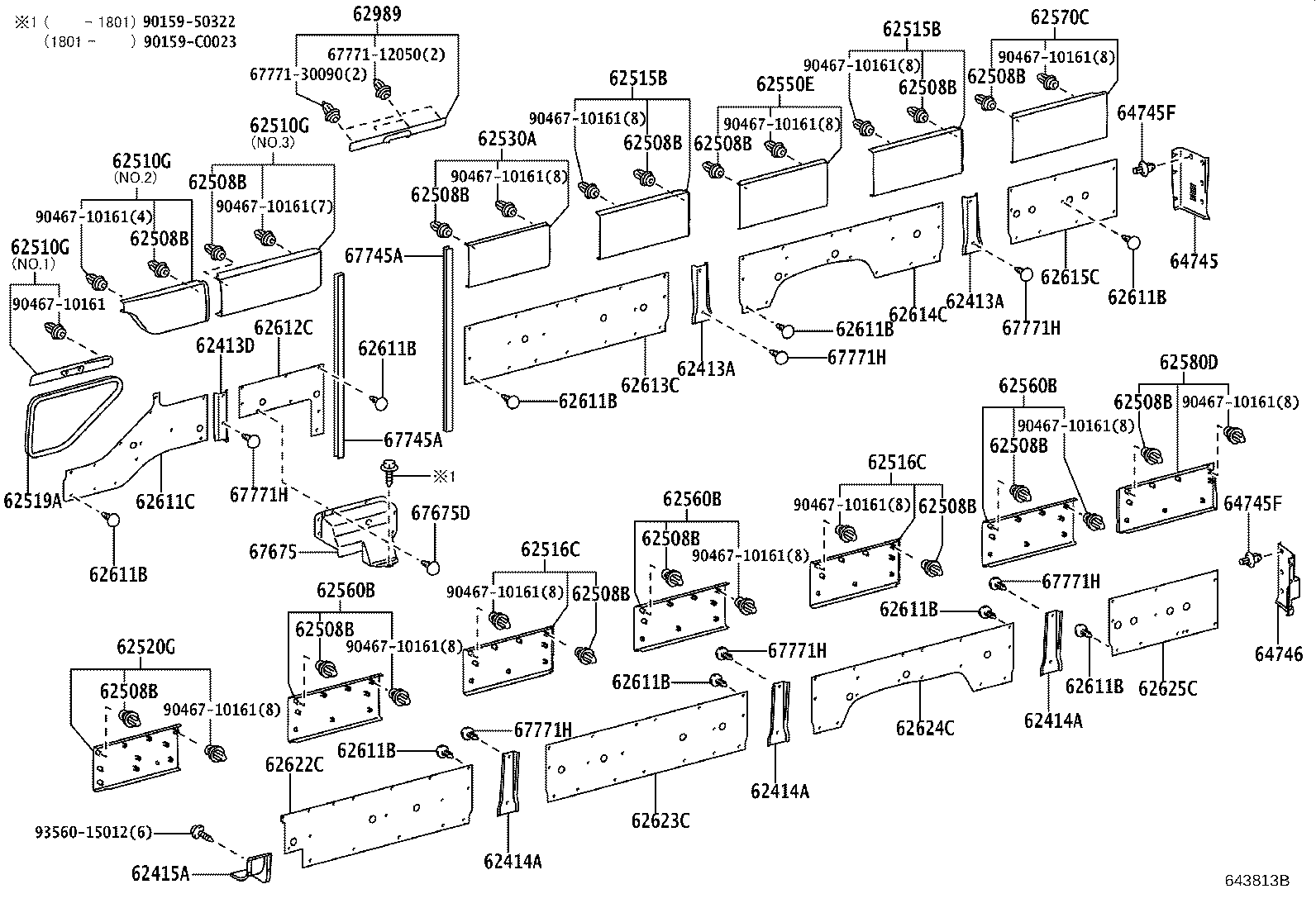 62531-0S030 PAD, SIDE TRIM BASE, NO.3 product image