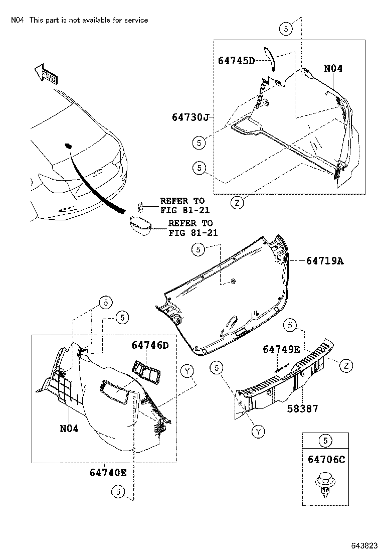 64330-WB005 PANEL ASSY, PACKAGE TRAY TRIM product image