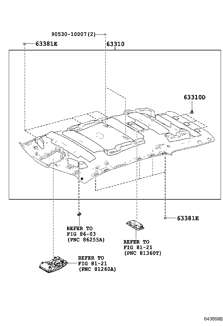 Toyota 63306-0E100-B2 TRIM SUB-ASSY, SUNSHADE